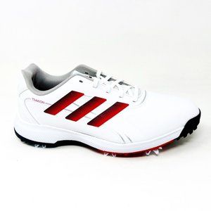 Adidas Traxion Lite Max White Black Red Mens Wide Waterproof Golf Shoes GV9674